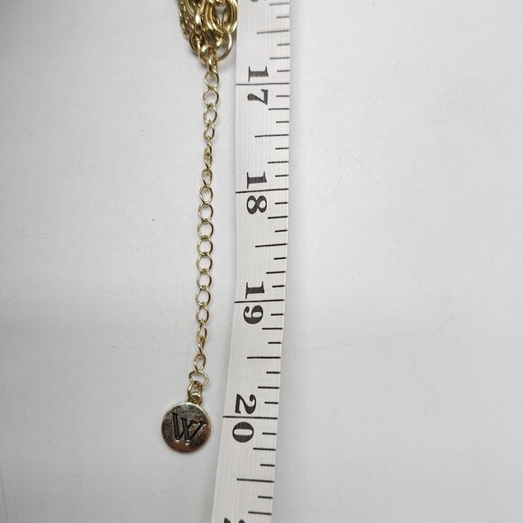 Multi-Strand Gold-Tone Chain Necklace With Colorful Faceted Gemstones - Picture 7 of 7